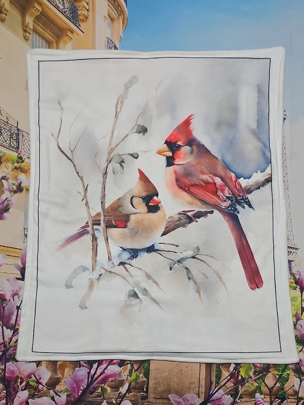 Baby Blanket Northern Red Cardinal Birds Art
